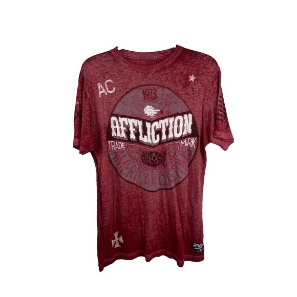 Affliction 1963 Red Thin T-Shirt Mens Size M - Picture 1 of 12